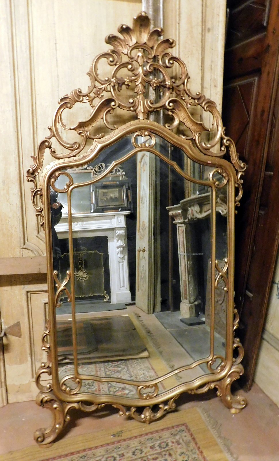 specc282 - miroir doré, XIXe siècle, mesure cm l 103 x h 181