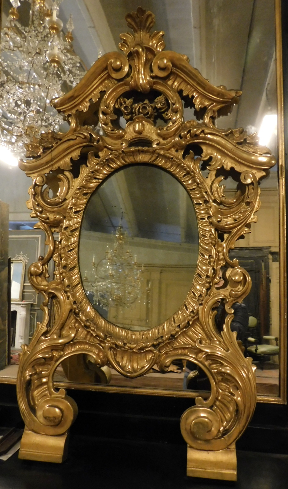 specc303 - miroir doré, XVIIIe siècle, mes. cm l 82 x h 139