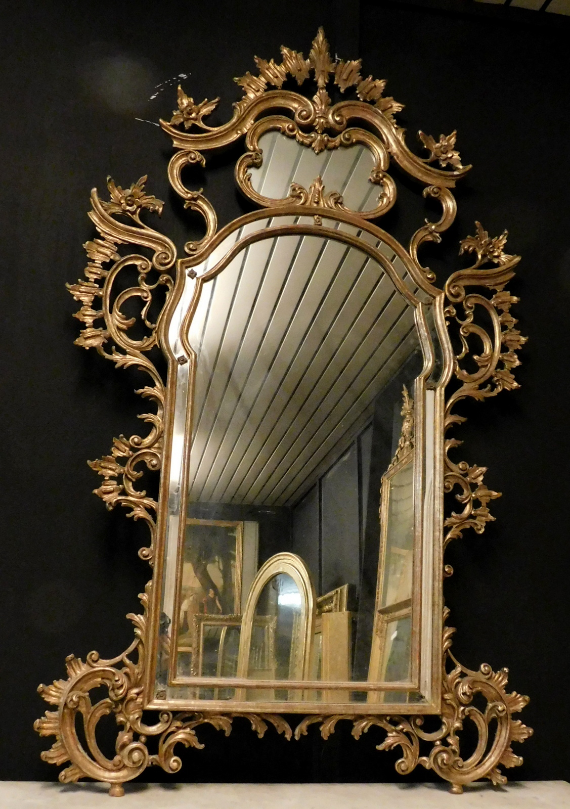 specc307 - specchiera dorata, prima metà XX secolo, mis. cm l 100 x h 176