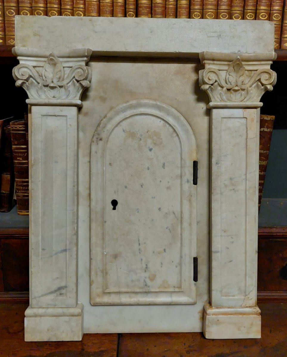 dars441 - tabernacle door in marble, 19th century, meas. cm w 42 x h 53
