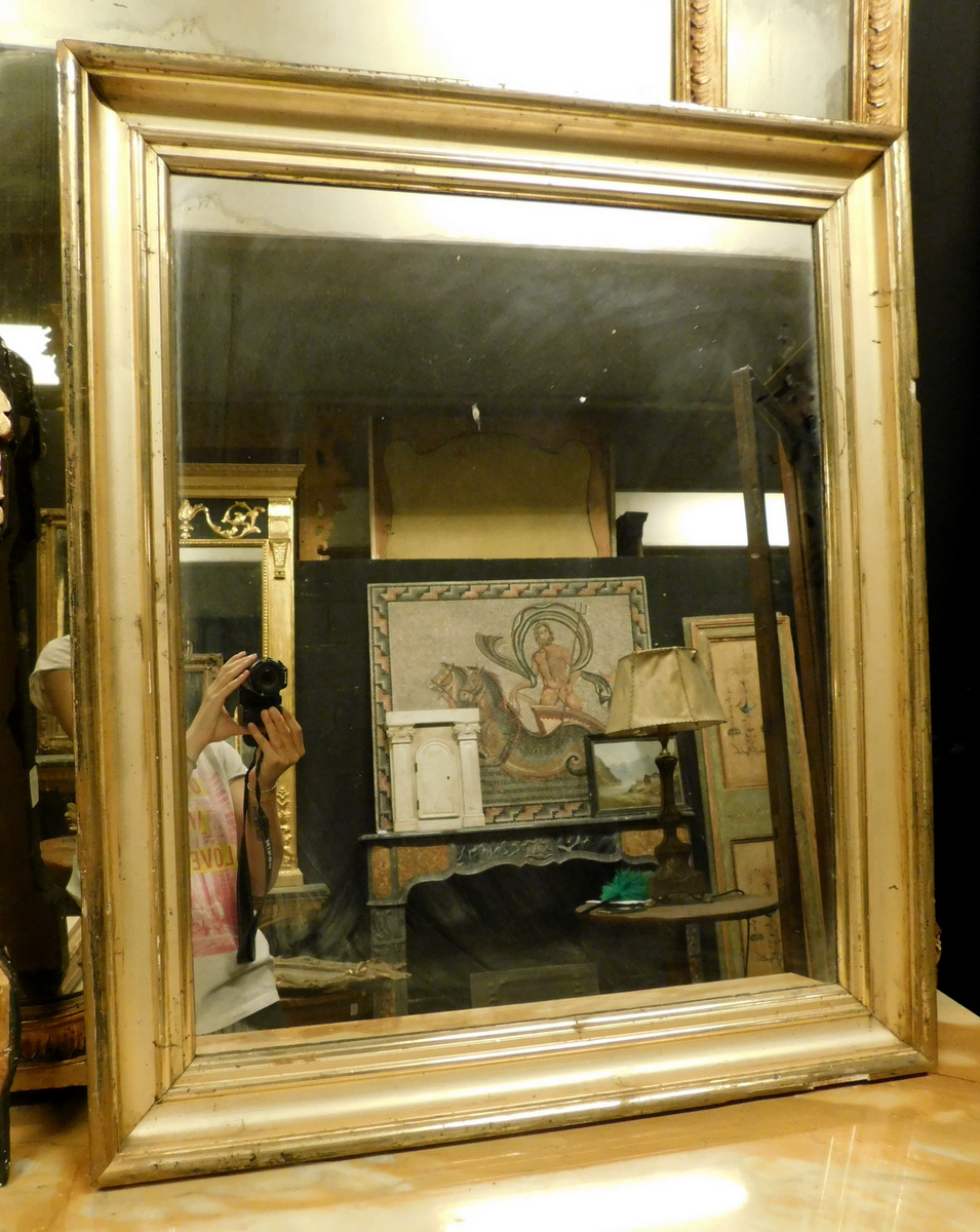 specc330 - specchiera dorata semplice ottocentesca, misura cm l 75 x h 89