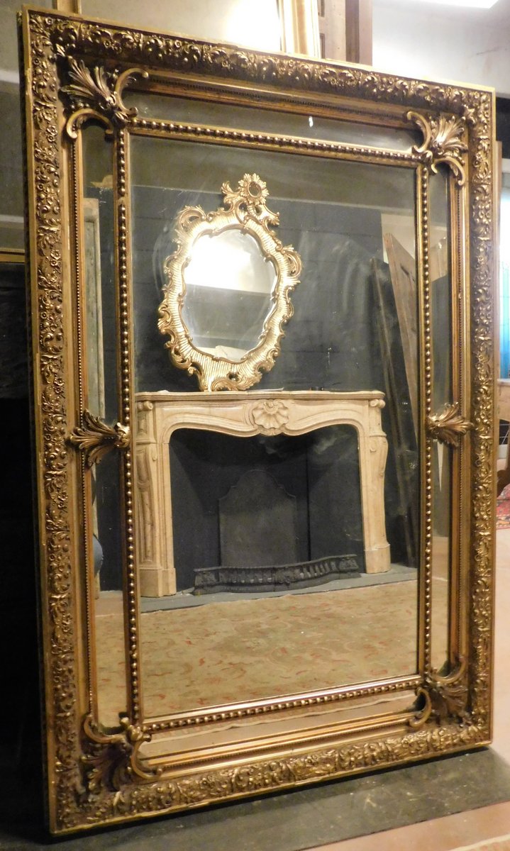 specc406 - specchiera in legno dorato e laccato, misura cm l 94 x h 142