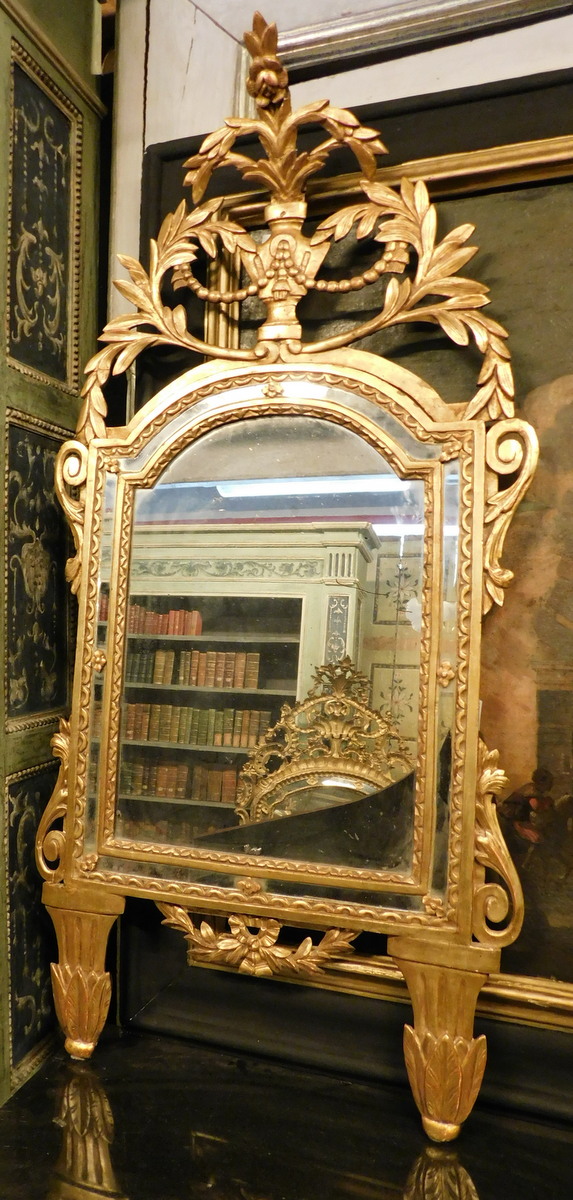 specc411 - specchiera dorata, epoca '700, misura cm L 70 x H 140