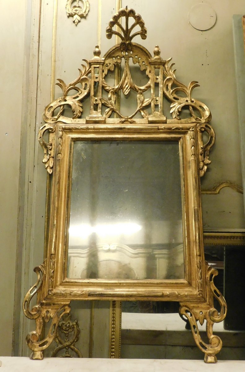 specc433 - specchiera in legno dorato, epoca '800, misura cm L 80 x H 147