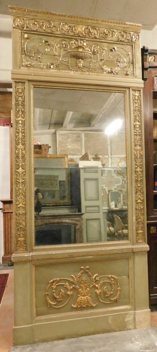 A SPECC461 - Miroir en bois laqué, XIXe siècle, taille cm L 134 x H 312
