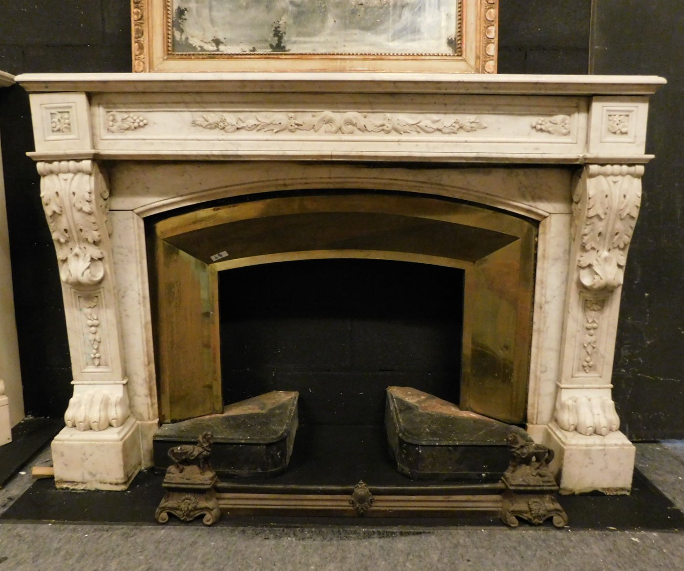 chm591 fireplace Louis XVI white marble, meas. cm150 x h105