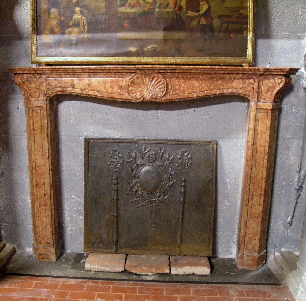 chm639 - Breccia Pernice marble fireplace, cm l 170 x h 123