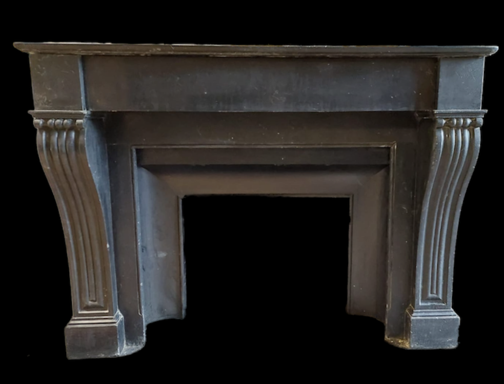 a chm726 - black marble fireplace, 19th century, cm l 141 x h 106 x d 41