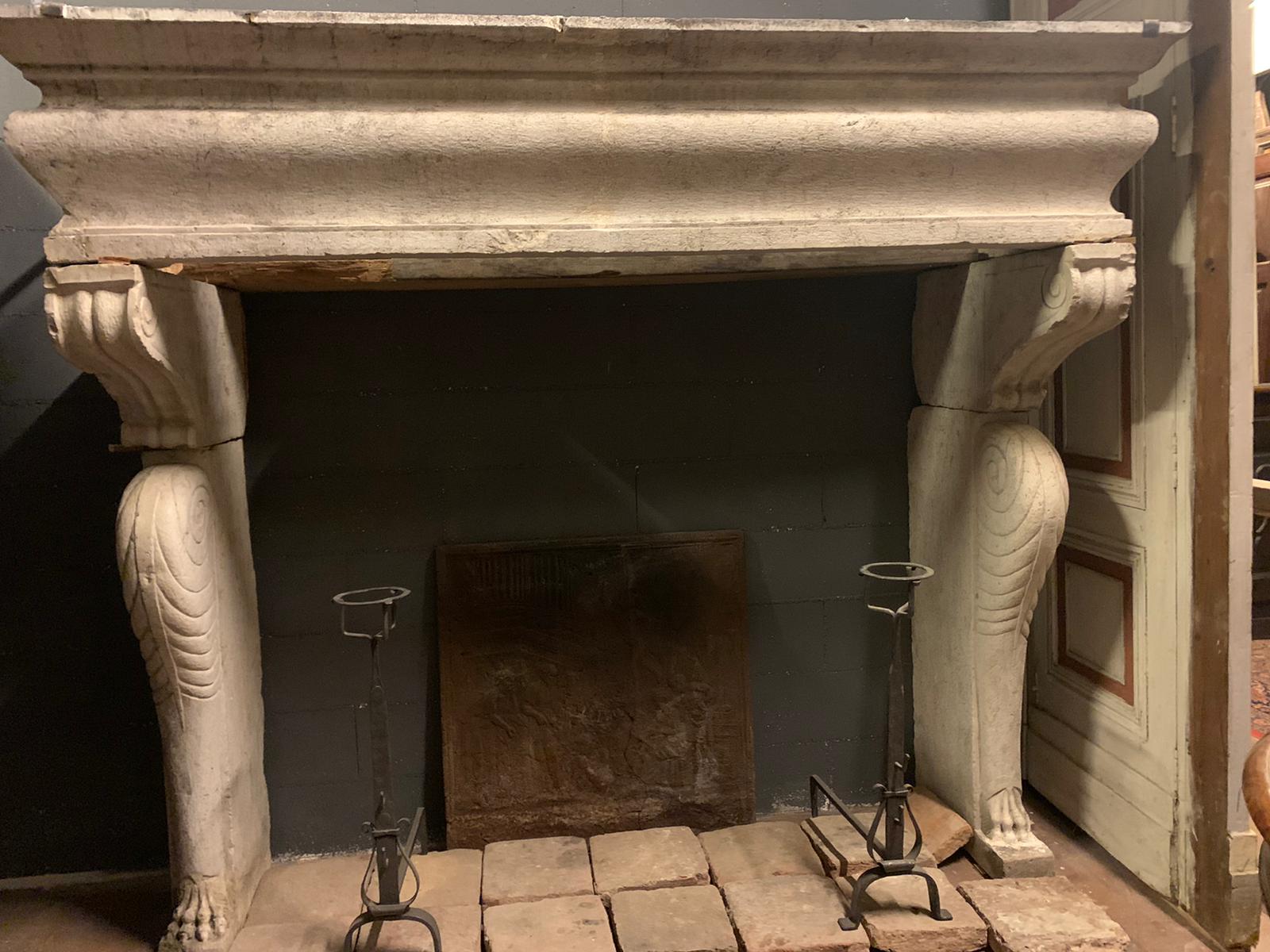 a chp353 - stone fireplace, 17th century, cm w 210 x h 186 x d 70