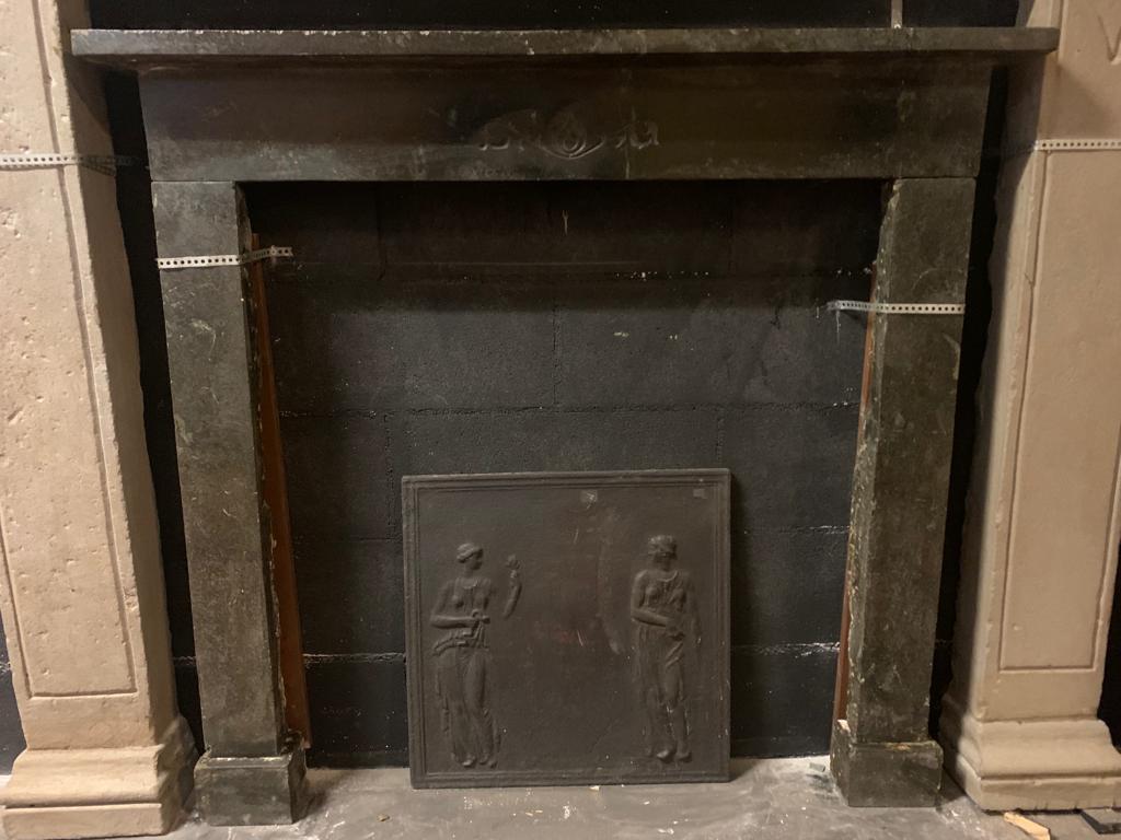 chm734 - fireplace in black Ormea marble, 19th century, cm w 118 x h 109