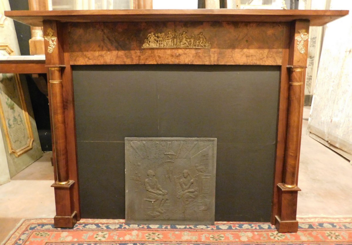 CHL161 - Wooden fireplace, 19th century, cm W 170 x H 123 x D 26