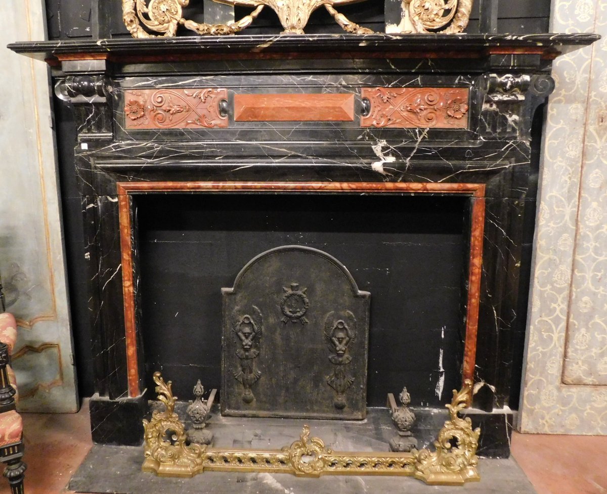 chm219 inlaid marble fireplace width .max 190 x h tot. 156 x 45