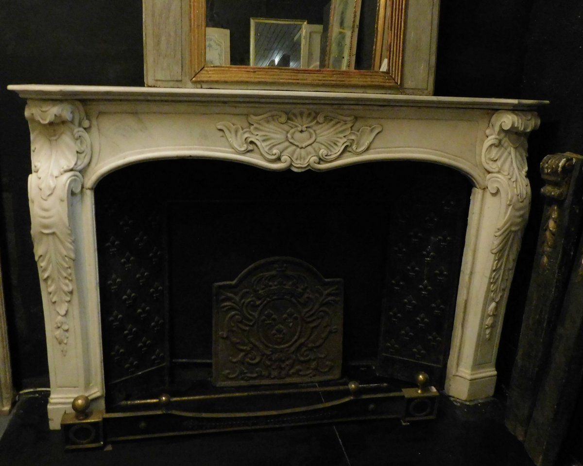 chm512 carved fireplace in white Carrara marble,cm181 x h 121 