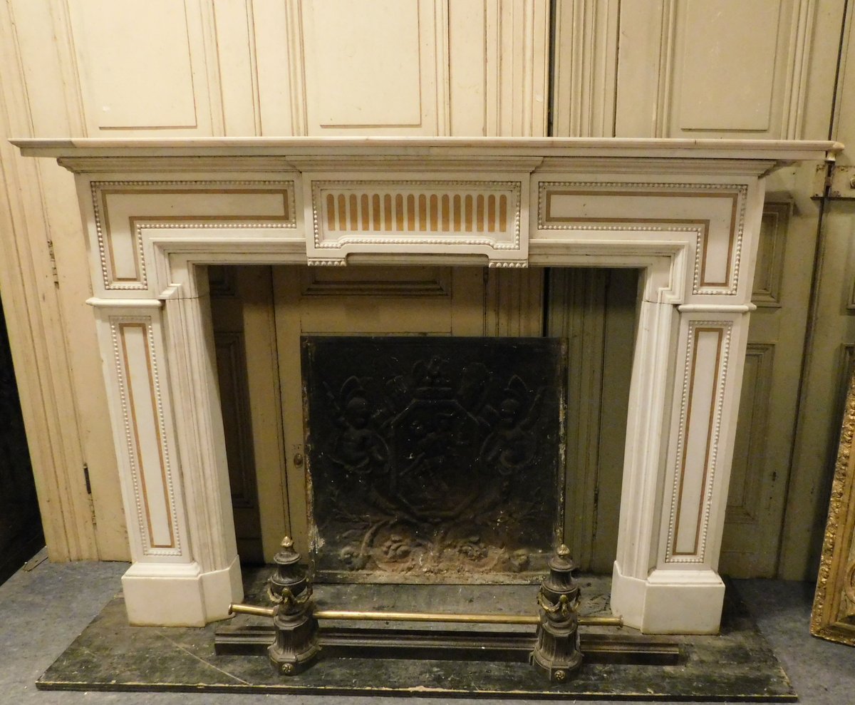 chm563 Luigi XVI fireplace with inlays ,meas. cm 180 x h 125, 35 depth