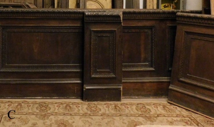 darb139 boiserie carved in walnut, 10 linear meters, 19th century