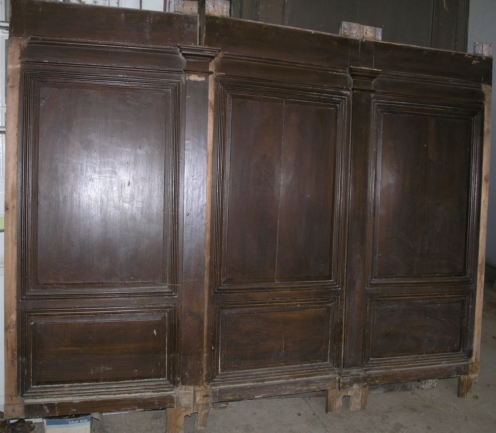 darb077 early 19th century boiserie in imitation wood lacquered larch, mis. h cm