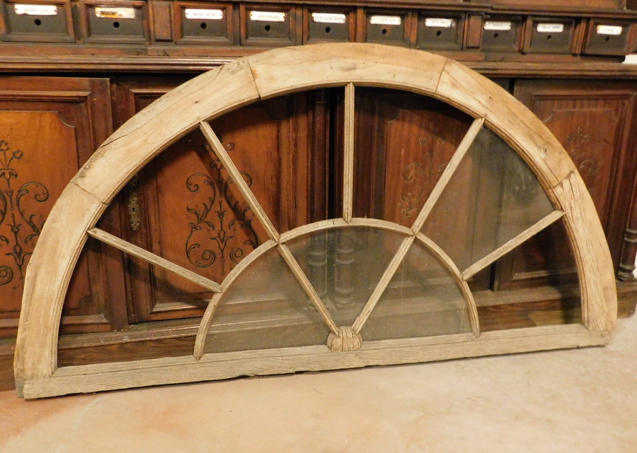 pan256 - centina vetrata, lunetta sovraporta in legno, misura cm l 196 x h 100 