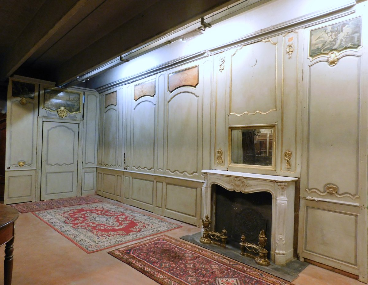 A darb165 - eighteenth-century lacquered wood boiserie, m h 3,24 x l 13