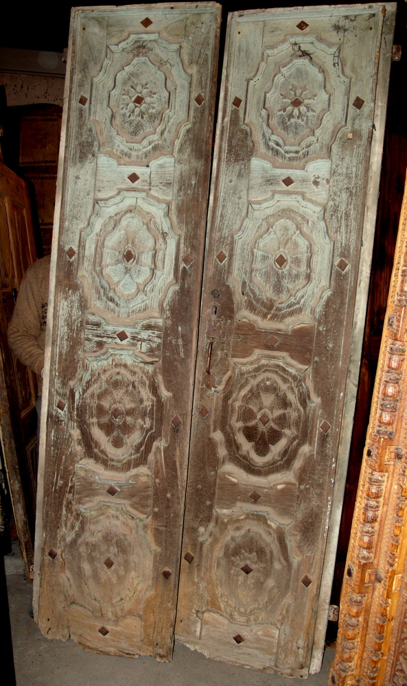 ptci177 porte d'entre baroque, en noyer, h cm 230 x 104