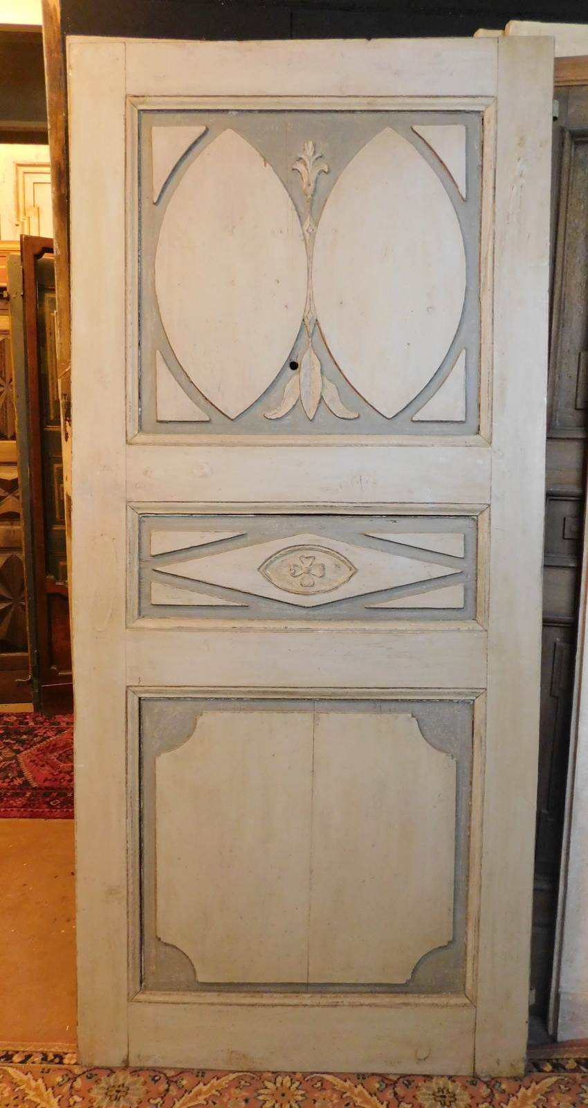 ptl342 Charles X carved and lacquered door,meas. 207 cm x 93 cm