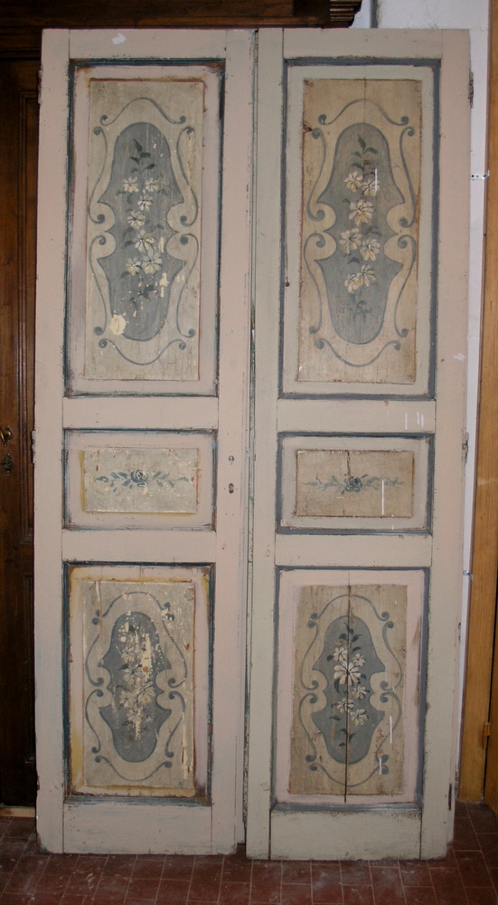 ptl337 trois portes décorée avec des fleurs, double face, mes. cm104 x 211 