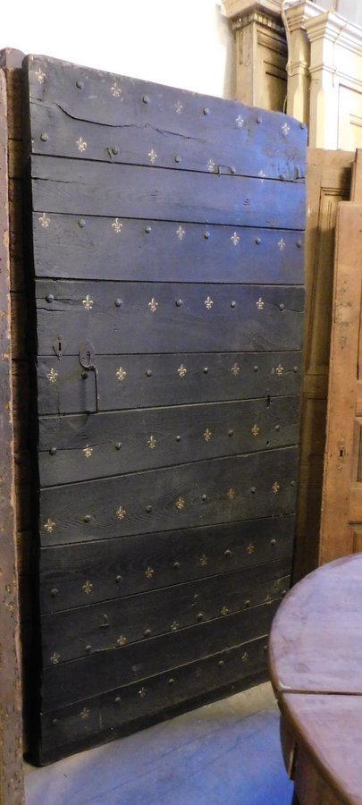 ptir411 porta rustica laccata con gigli, 96 cm l x 185 cm h 