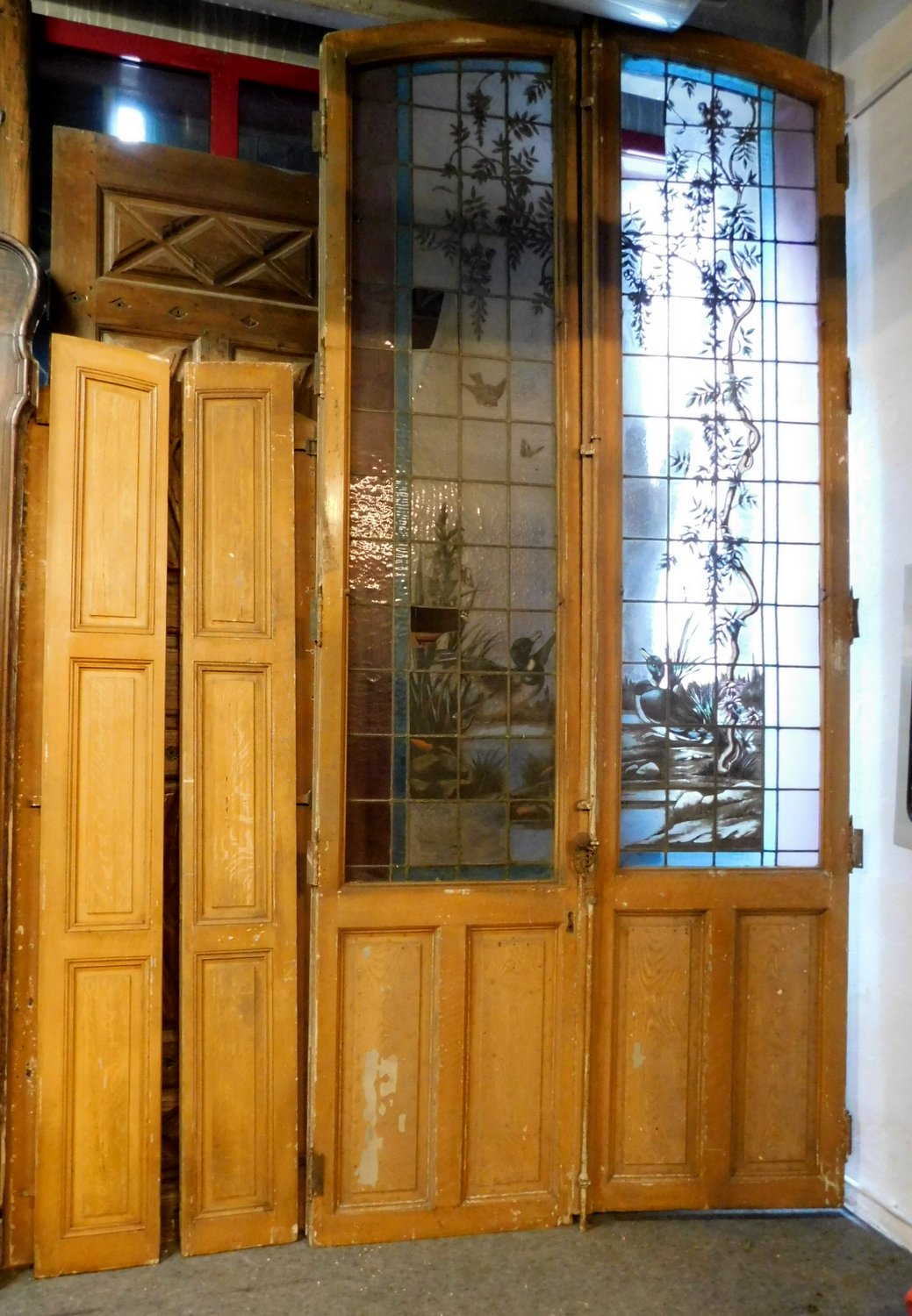 pti598 porte liberty avec verre décoré,  h  cm327 x 145 larg.
