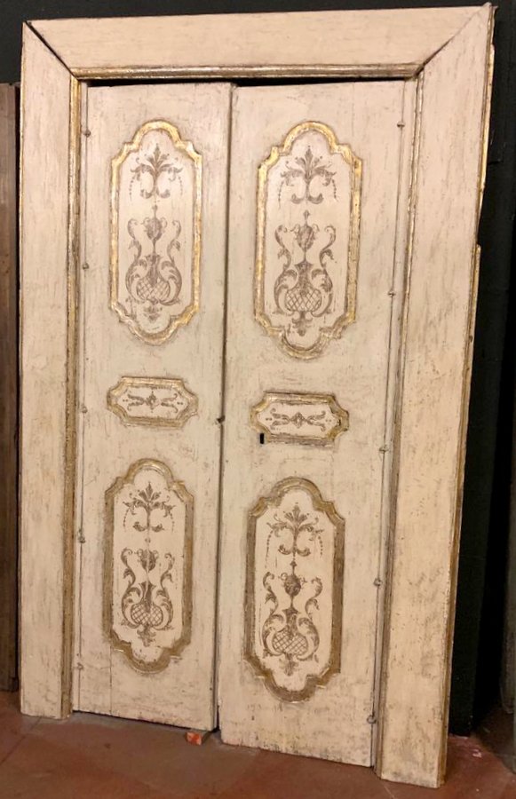 A pts686 - couple of napoletane door, cm l 138 x h 220