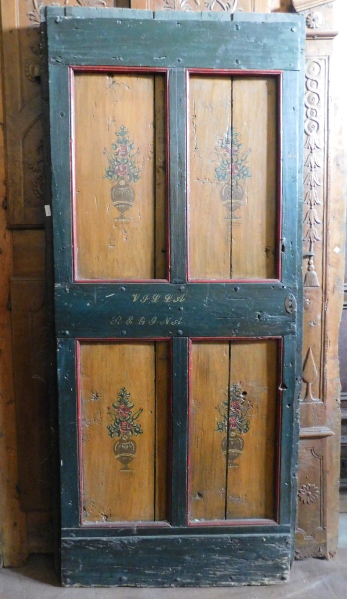 A ptir417 - rustic lacquered interior door, cm l 87 x h 198