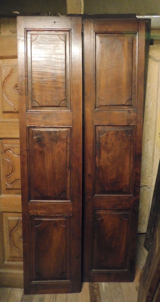 A pti632 - two-leaf walnut door, eighteenth century, cm l 96 x h 226