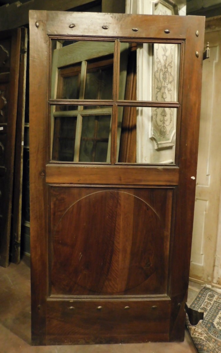 pti641 - porte vitrée en noyer, XIXe siècle, mesurant cm l 100 x h 202 x ép. 3