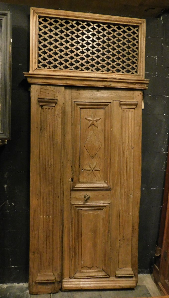 A pti674 - double-leaf door in oak, 18th century, from France, cm w 112 x h 276