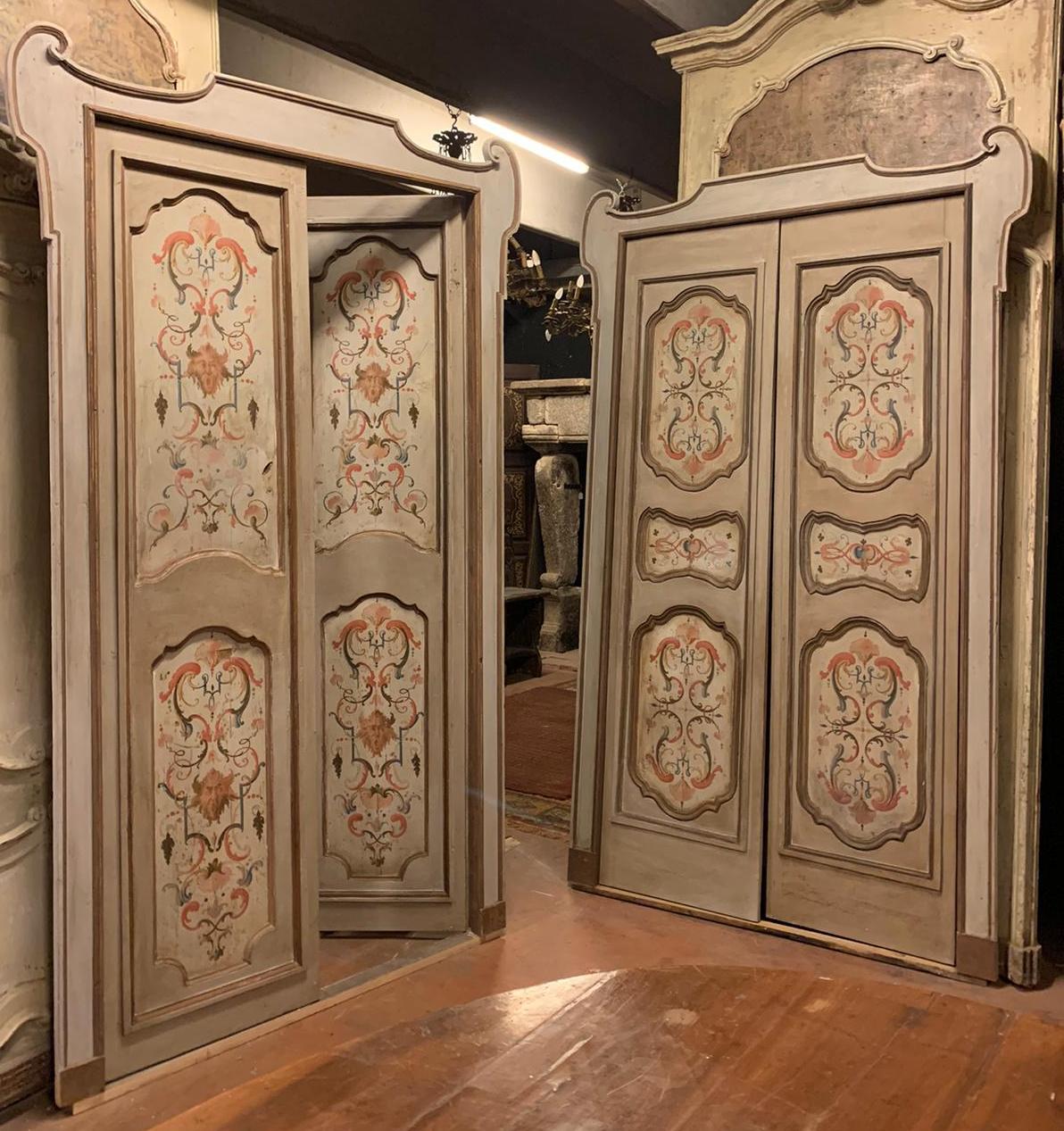 A pts742 - pair of doors complete with frame, 18th century