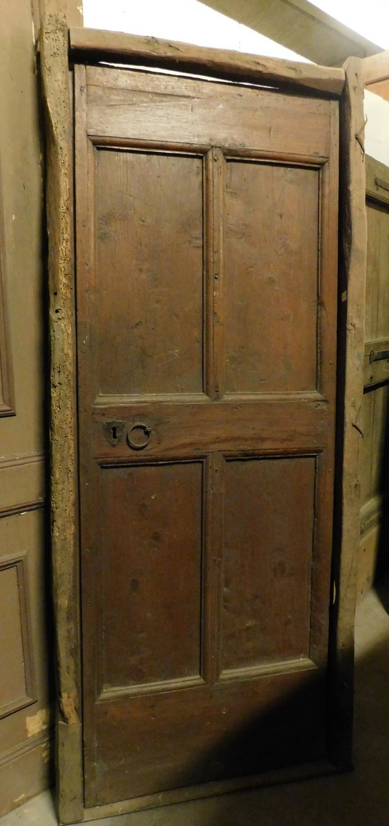 A ptir444 - porta rustica in pioppo, epoca '700. mis. cm l 76 x h 200