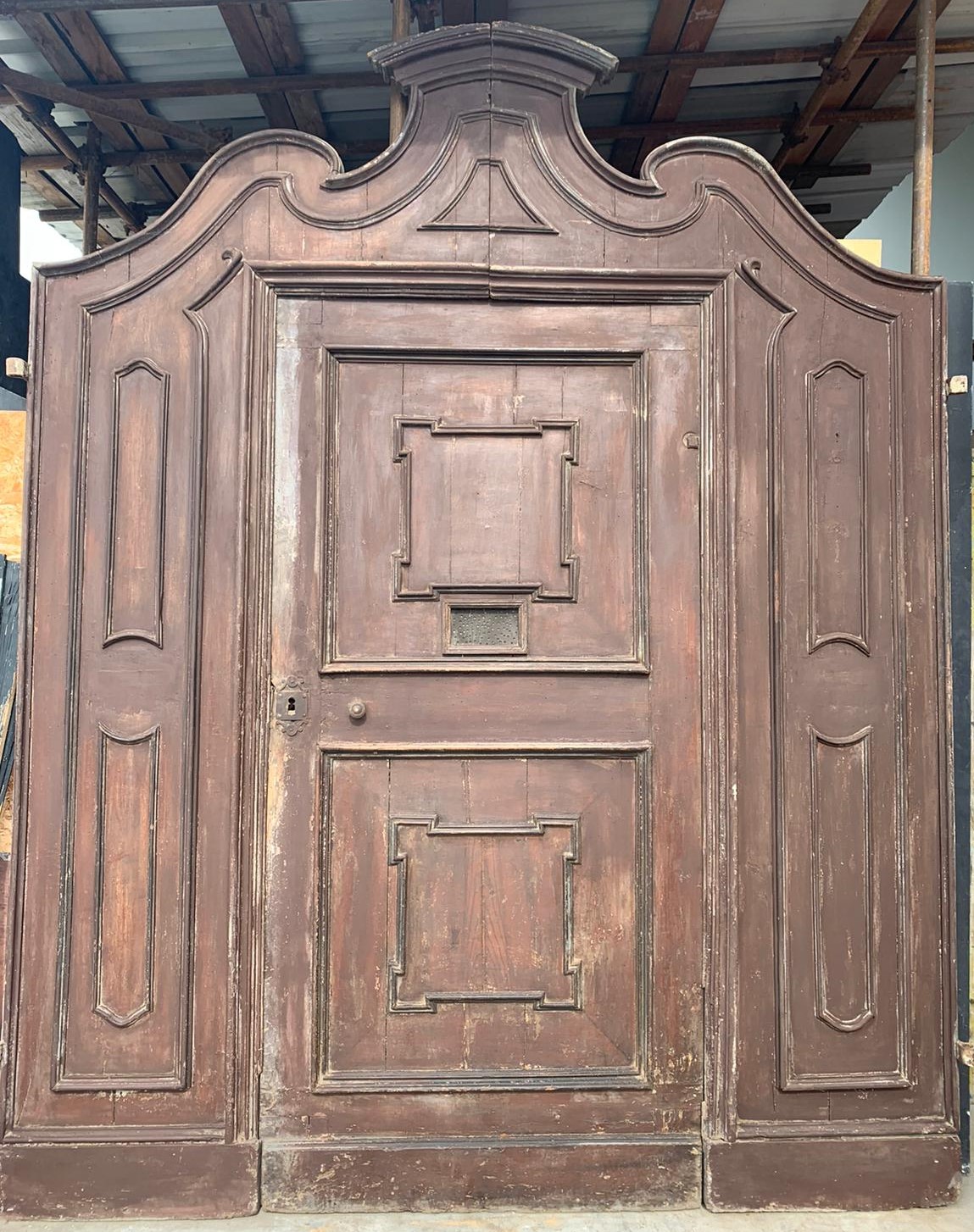 A ptn259 - walnut door, eighteenth century, cm w 240 x h 302
