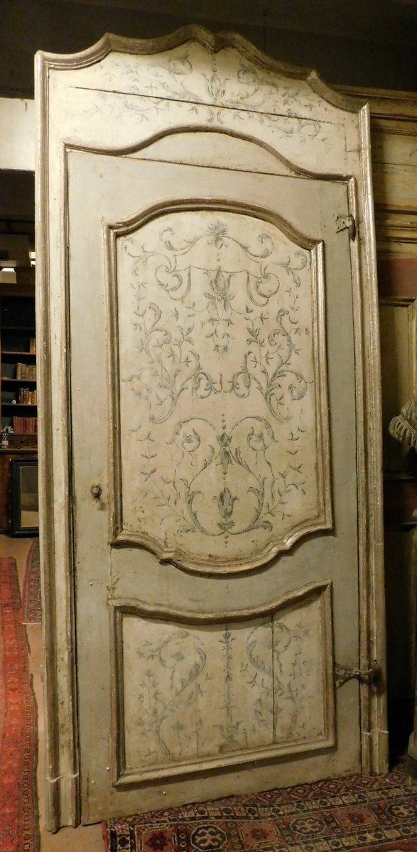 A ptl609 - lacquered door with frame, 18th century, cm W 133 x H 284 x D 6
