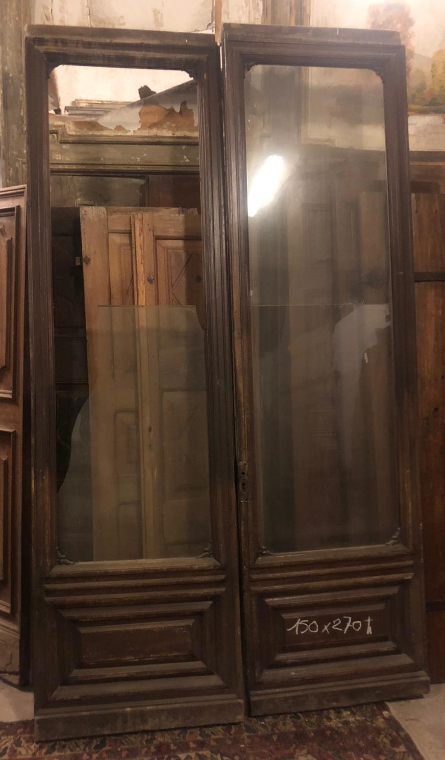 neg057 - walnut shop door, 19th century, cm W 150 x H 270