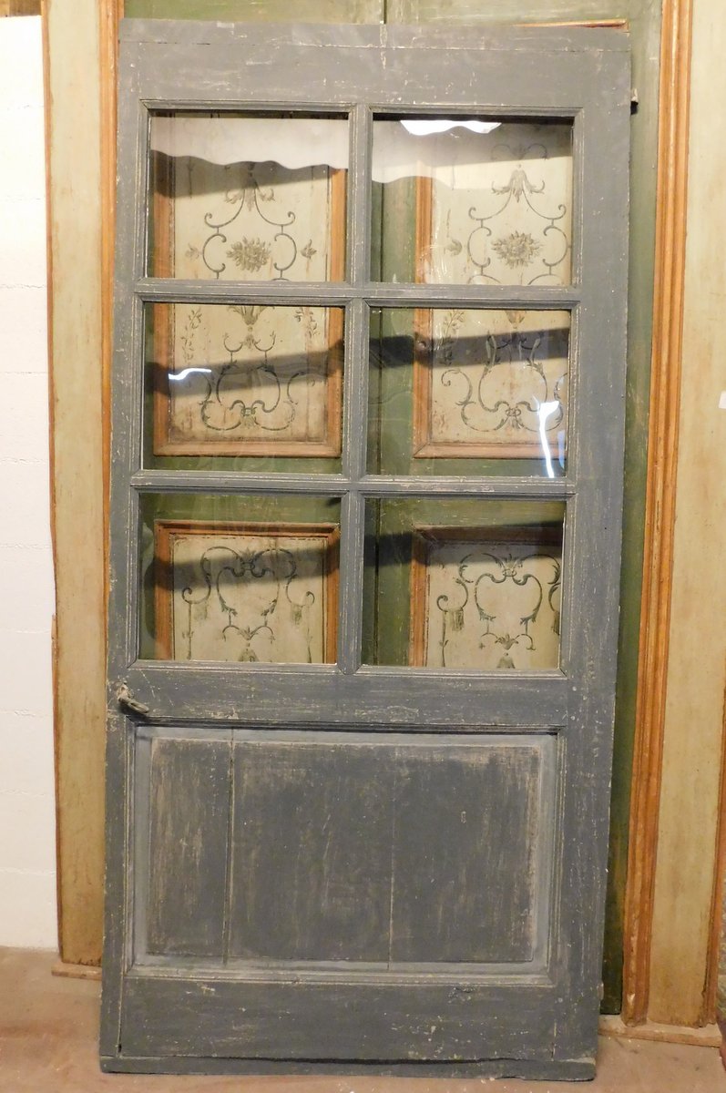 ptl614 - porta con vetri, epoca '800, mis. cm L 99 x H 208