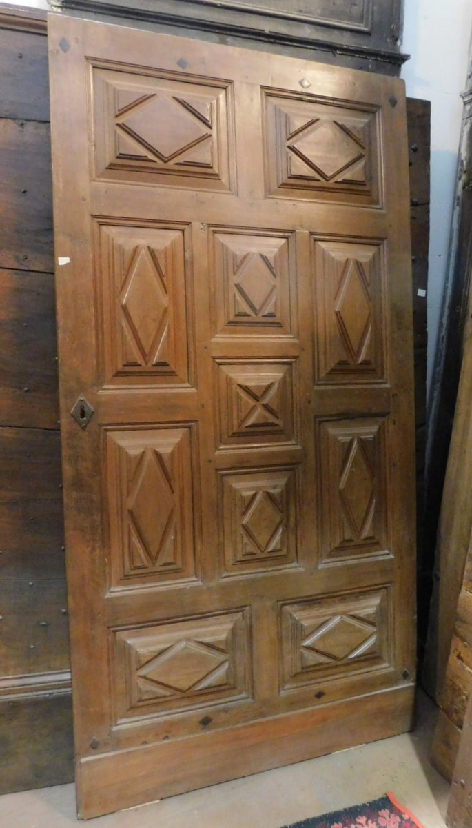 Antique entry door (ptci274) with panels . ep.'600. meas.110 x 216cm