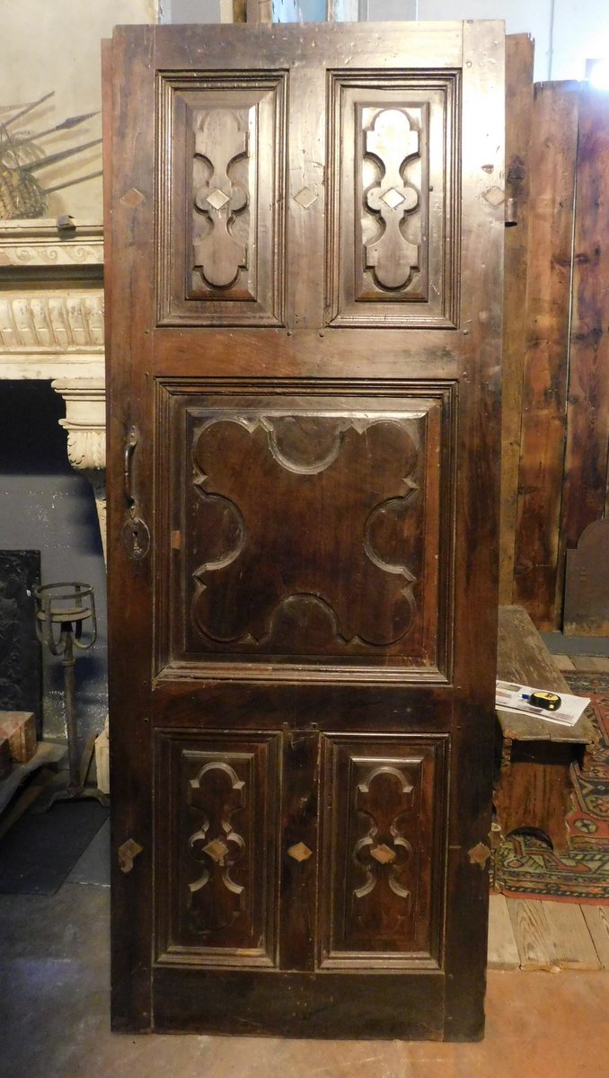 ptci275 n. 2 doors carved in walnut; epoch '600, mis. 81 x 216