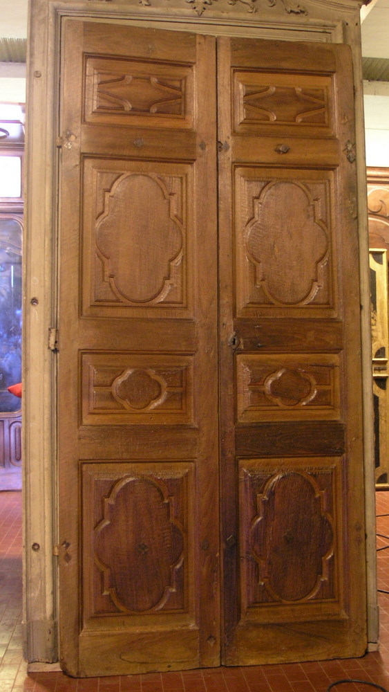 Antique entry door (ptci281) double leaf, made of walnut wood ep.'600 