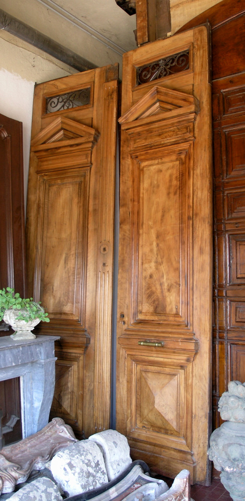 Antique entry door (ptci289) made of walnut wood, ep.'800