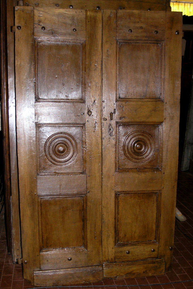 Antique entry door (ptcr247) rustic, made of walnut wood, double leaf