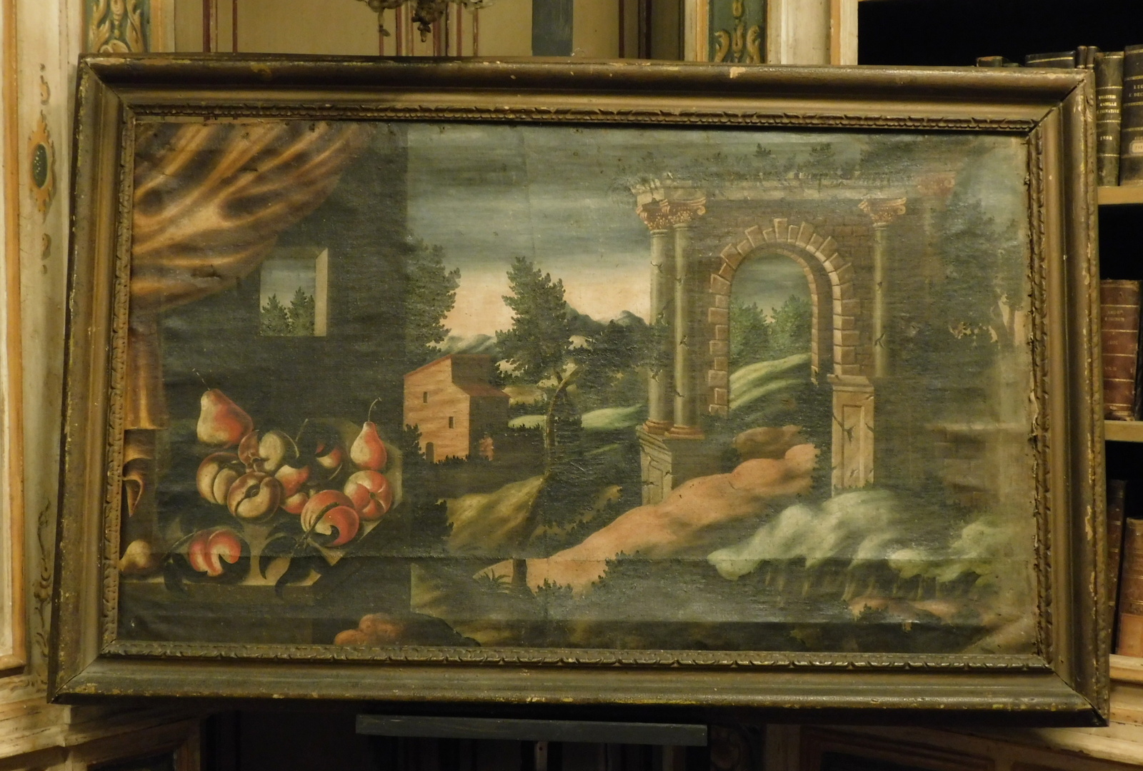 A pan289 - peinture à l'huile sur toile avec cadre, XVIIe siècle, cm 150 x h 95