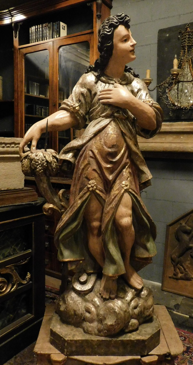 A dars439 - statua policroma rappresentante Arcangelo, cm l 60 x h 140