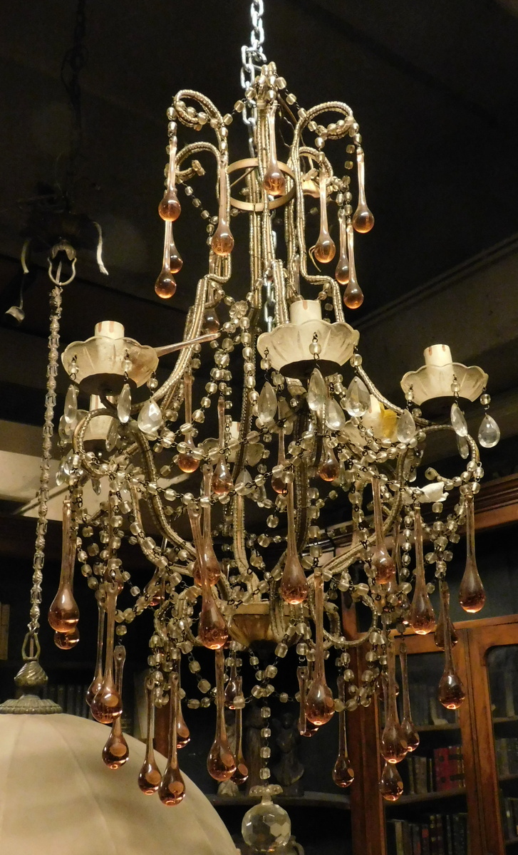 lamp181 - lustre, XIXe siècle, dimen. 40 x 40 x h 70