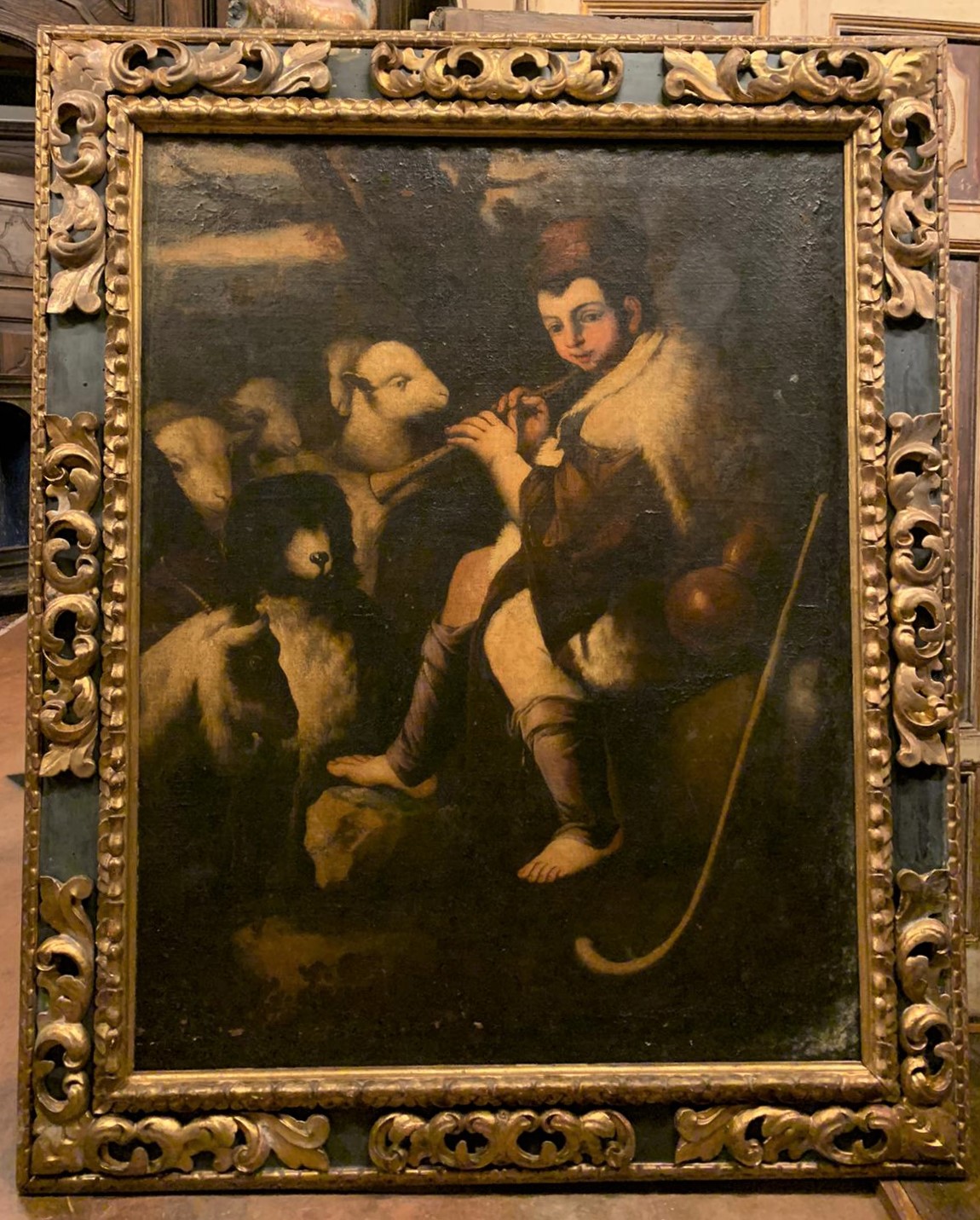 A pan374 - Peinture à l'huile sur toile, XVIIe siècle, taille cm L 150 x H 185
