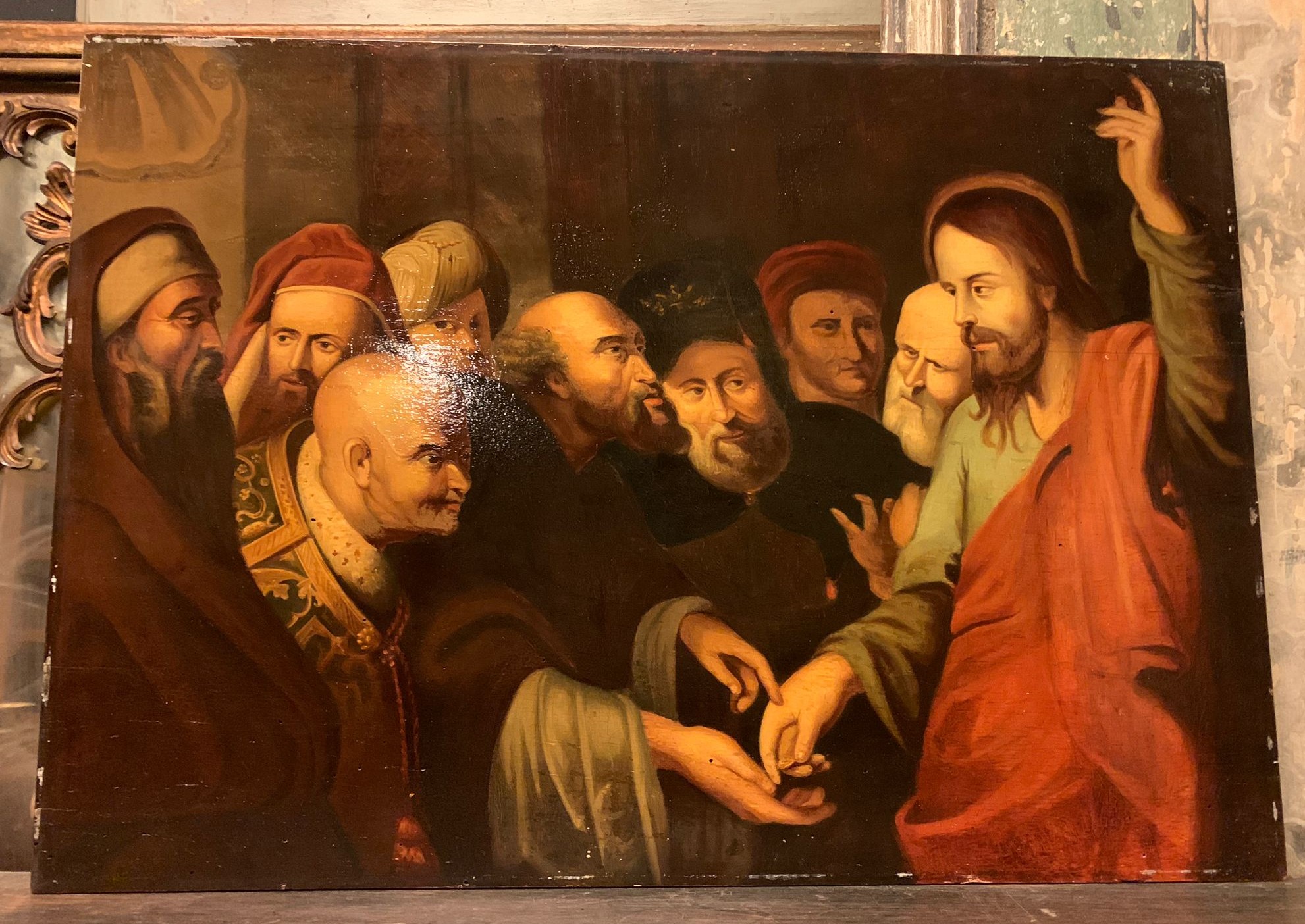 A PAN389 - Religious painting, 18th century, measuring W 76 x H 54 cm