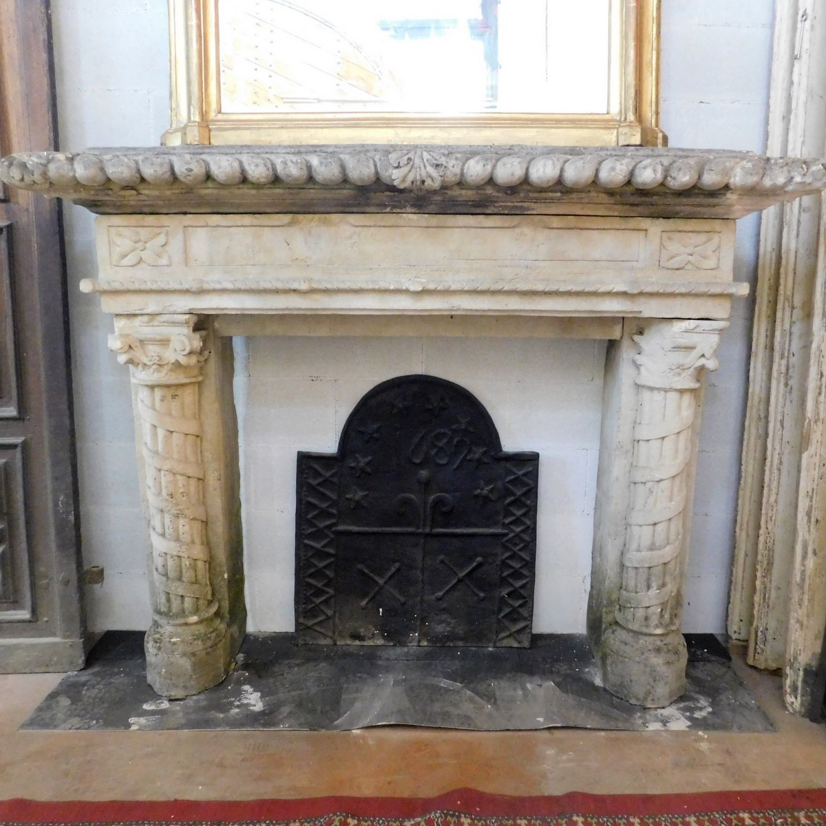 chp357 - stone fireplace, ep. '800, measures W 180 x H 139 x D 50 cm 