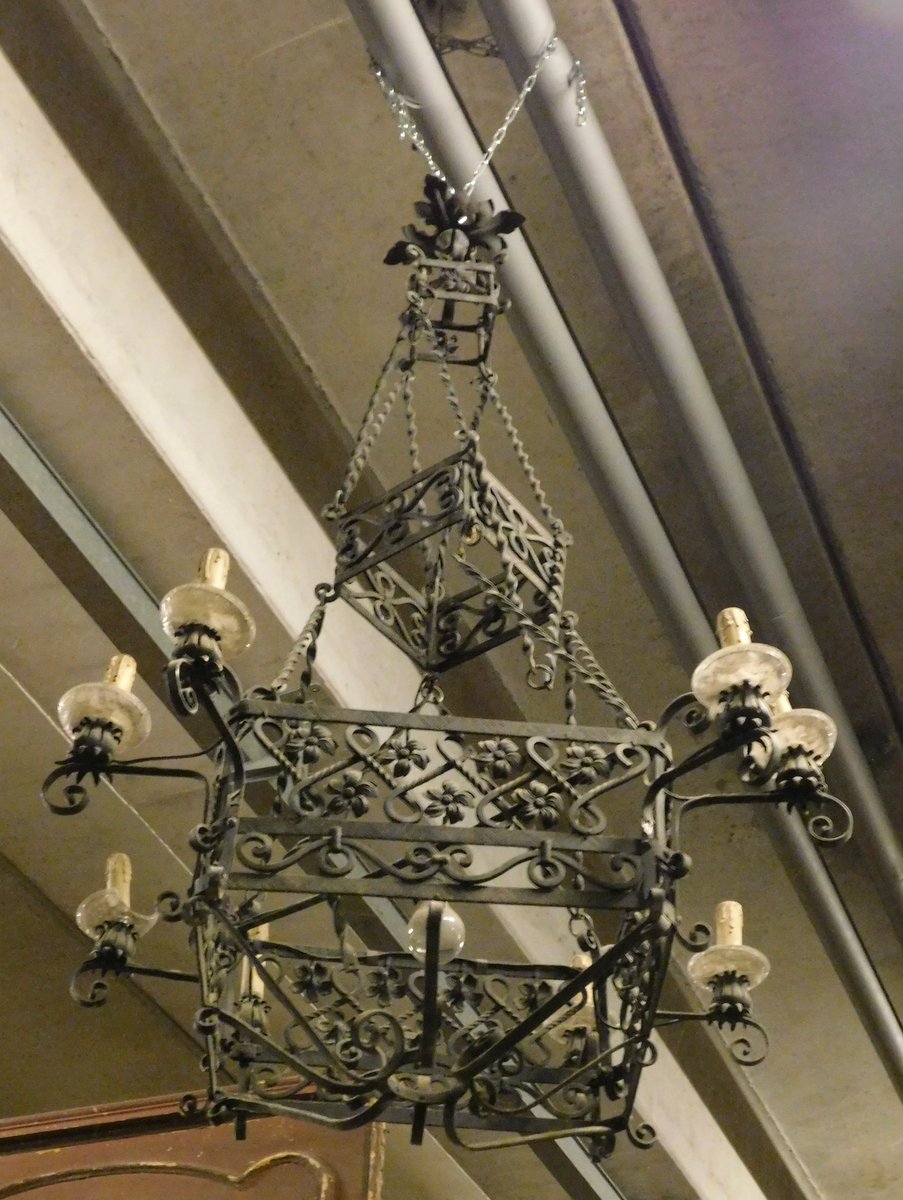 lamp172 - lampadario in ferro, XIX/XX secolo, misura cm l 80 x h 130 